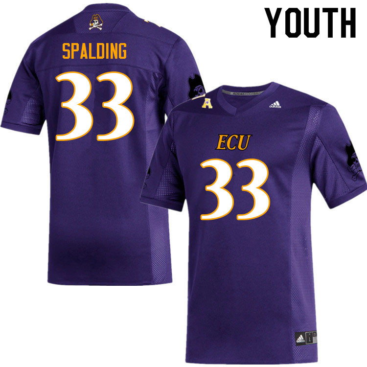 Youth #33 Brock Spalding ECU Pirates College Football Jerseys Sale-Purple